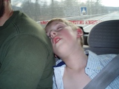 Isaiah sleeping on the way home